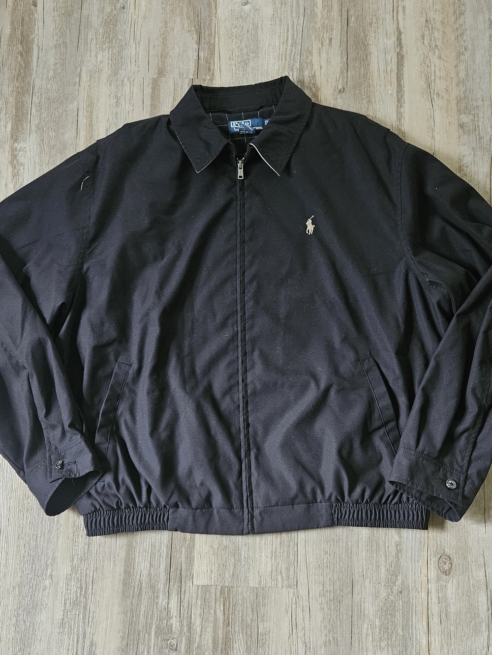 Vintage Polo Ralph Lauren Men's Black Zip-Up Herrington Bomber Jacket Large